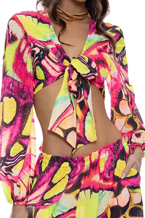 Luli Fama Flutter Multiway Tie Crop